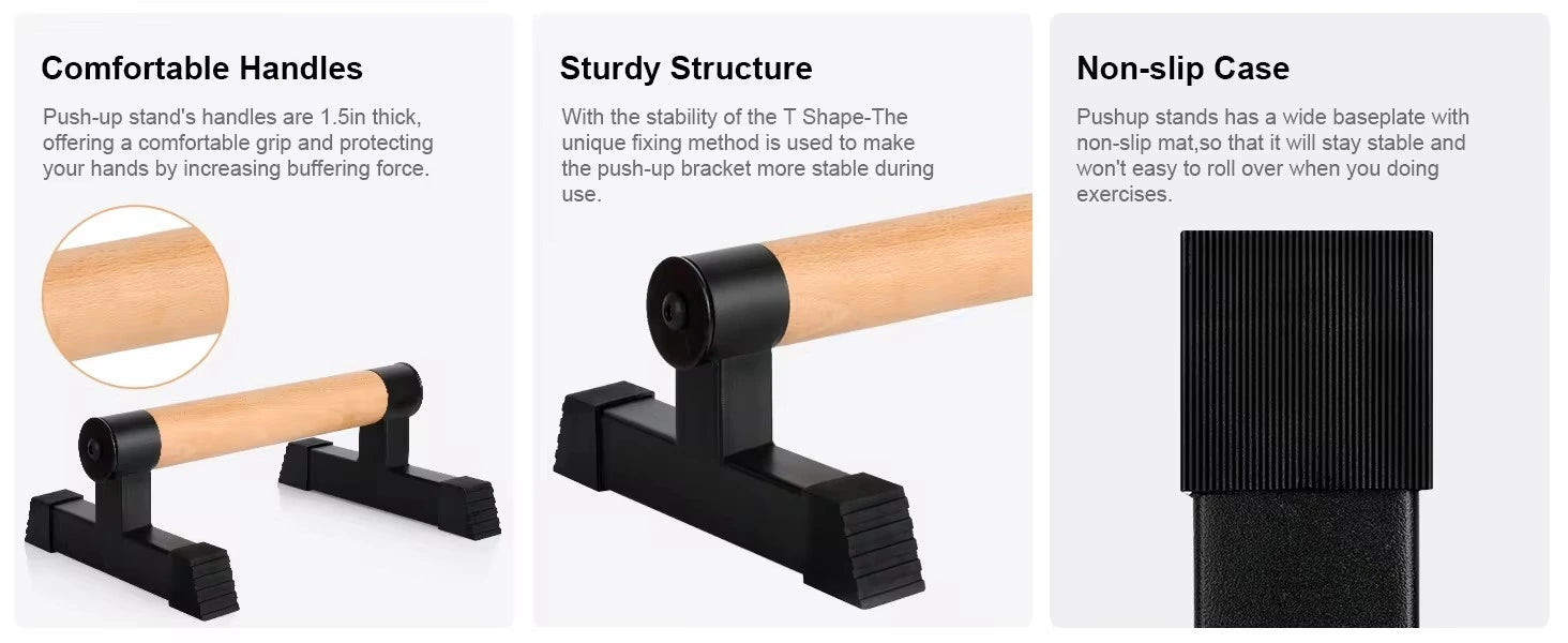 Compact Steel & Wooden Push-Up Bars