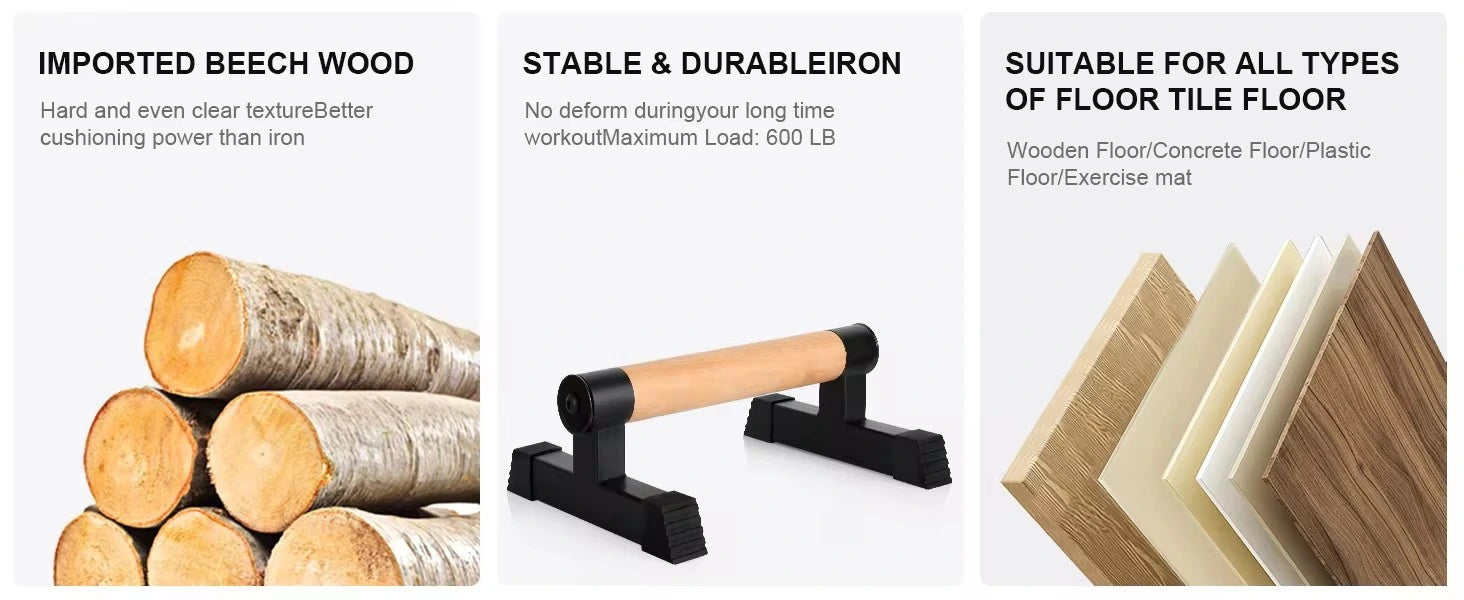 Compact Steel & Wooden Push-Up Bars