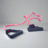 Tube Red Resistance Bands set of 10-50lbs with black handles for strength and conditioning, train anywhere