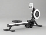 Modern black and white air rowing machine for full-body cardio and home fitness workouts profile